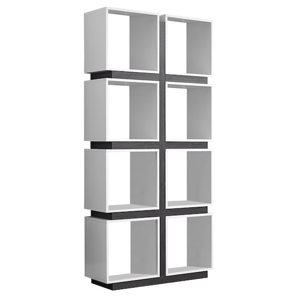 Bookshelf, Bookcase, Etagere, 5 Tier, 71"H, Office, Bedroom, Laminate, White, Grey, Contemporary